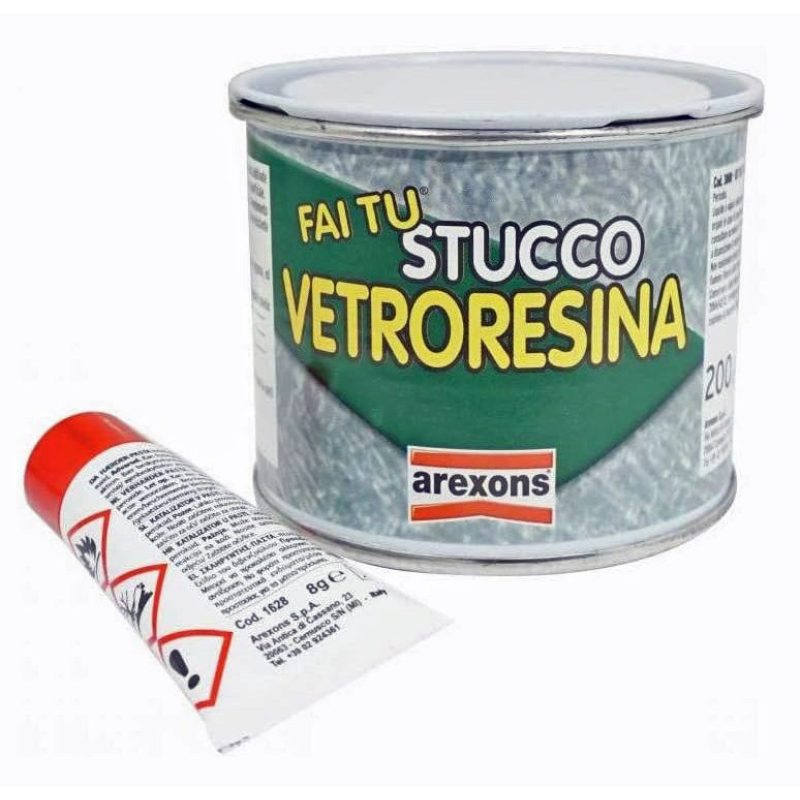 Stucco per vetroresina pasta Carrozzeria Auto Nautica 200g catalizz...