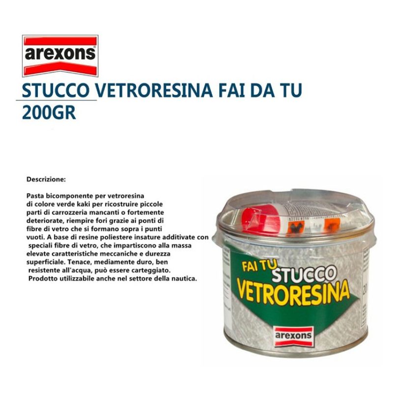 Stucco per vetroresina pasta Carrozzeria Auto Nautica 200g catalizz...