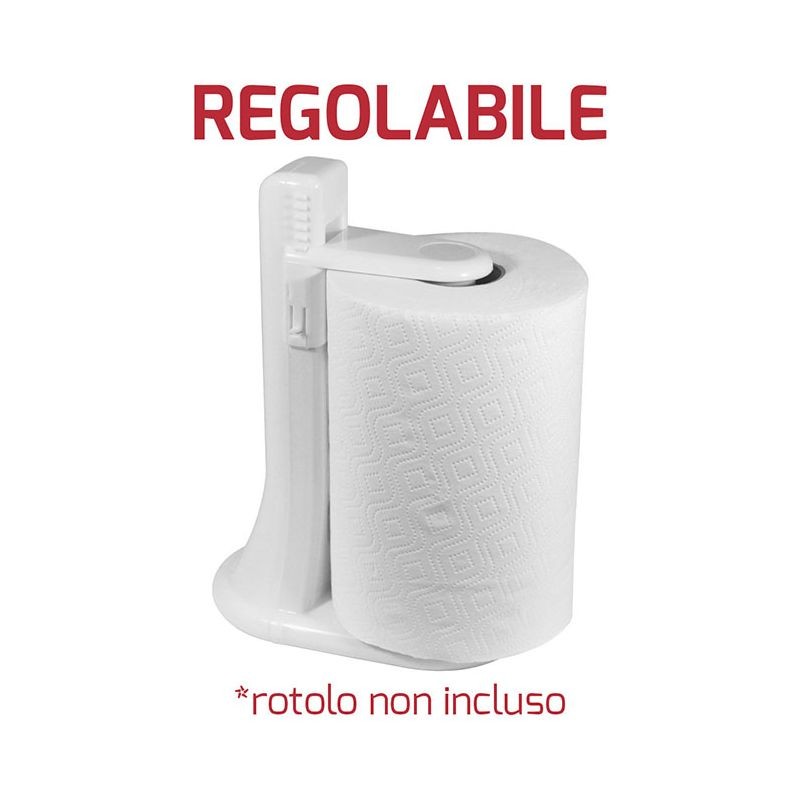 Porta Rotolo Verticale Per Carta Da Cucina O Asciugamani - Creativo, Senza Fori, In Polipropilene, Bianco, 33x14,5 Cm, Per Cucina E Soggiorno