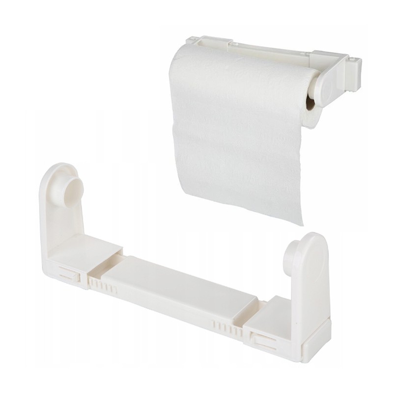 Portarotolo da parete Porta Rotolo Carta Da Cucina In plastica bianca regolabile