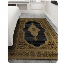 Tappeto Moderno Camera Soggiorno Salotto oro e nero Ornamento Varie misure