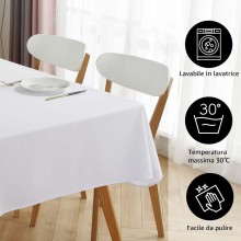 Tovaglia Antimacchia in Poliestere Rettangolare bianca da cucina + fermatovaglia