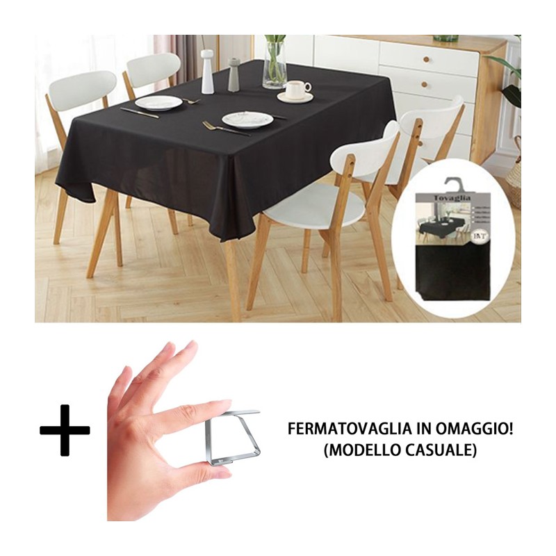 Tovaglia Antimacchia in Poliestere Impermeabile nera da cucina + fermatovaglia