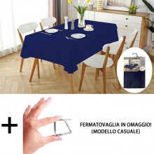 Tovaglia Antimacchia in Poliestere Impermeabile Blu da cucina + fermatovaglia