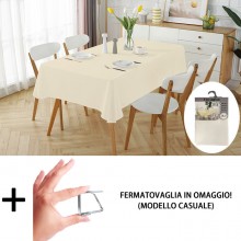Tovaglia Antimacchia in Poliestere Impermeabile Beige da cucina + fermatovaglia