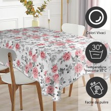 Tovaglia Antimacchia in Poliestere Impermeabile fiori stampata + fermatovaglia
