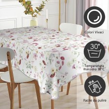 Tovaglia Antimacchia in Poliestere Impermeabile stampa a fiori + fermatovaglia
