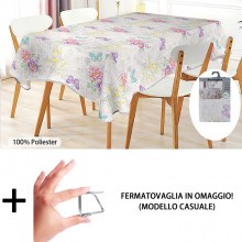 Tovaglia Antimacchia in Poliestere Impermeabile stampa farfalle + fermatovaglia