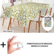 Tovaglia Antimacchia in Poliestere Impermeabile stampa limoni +  fermatovaglia