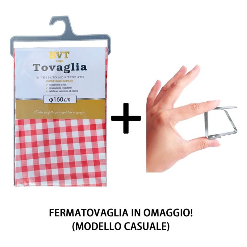 BVT Tovaglia Antimacchia in TNT Impermeabile a scacchi rotonda 160c...
