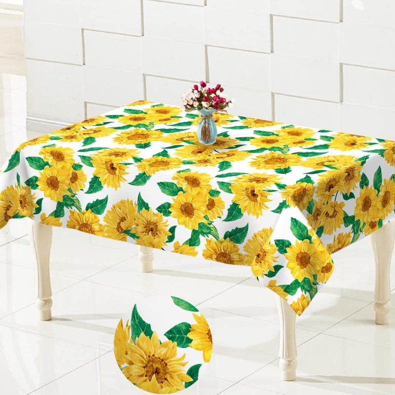 Tovaglia Antimacchia in TNT Impermeabile girasoli 140x140cm + fermatovaglia