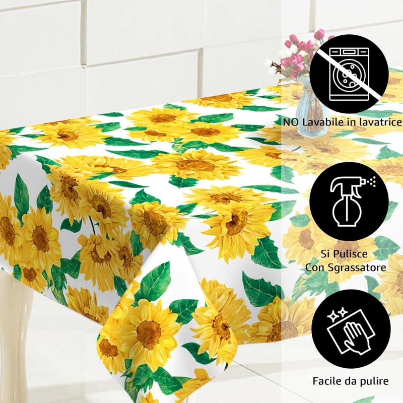 BVT Tovaglia Antimacchia in TNT Impermeabile girasoli 140x140cm + f...