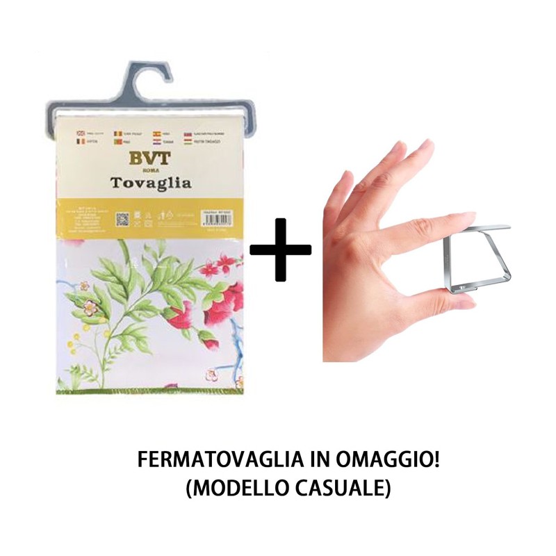 Tovaglia Plastificata Antimacchia in PVC impermeabile copritavolo +fermatovaglia
