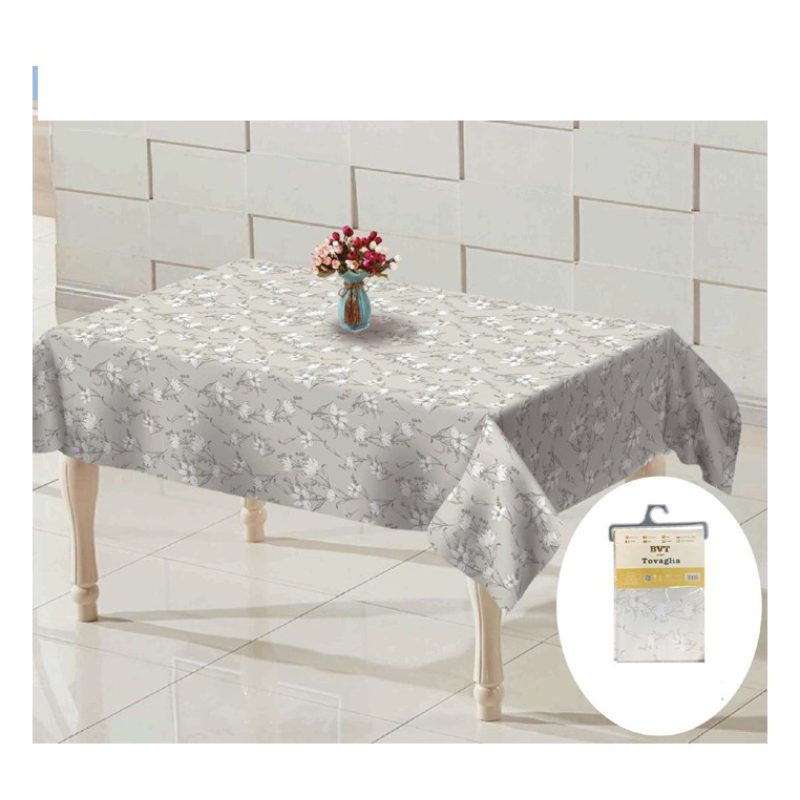 BVT Tovaglia Plastificata Antimacchia PVC impermeabile fiori bianch...