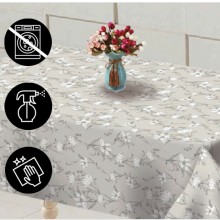 Tovaglia Plastificata Antimacchia PVC impermeabile fiori bianchi + fermatovaglia
