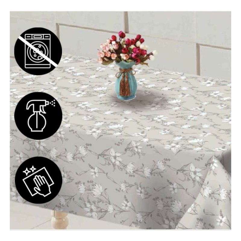 BVT Tovaglia Plastificata Antimacchia PVC impermeabile fiori bianch...