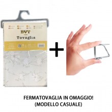 Tovaglia Plastificata Antimacchia PVC impermeabile fiori bianchi + fermatovaglia