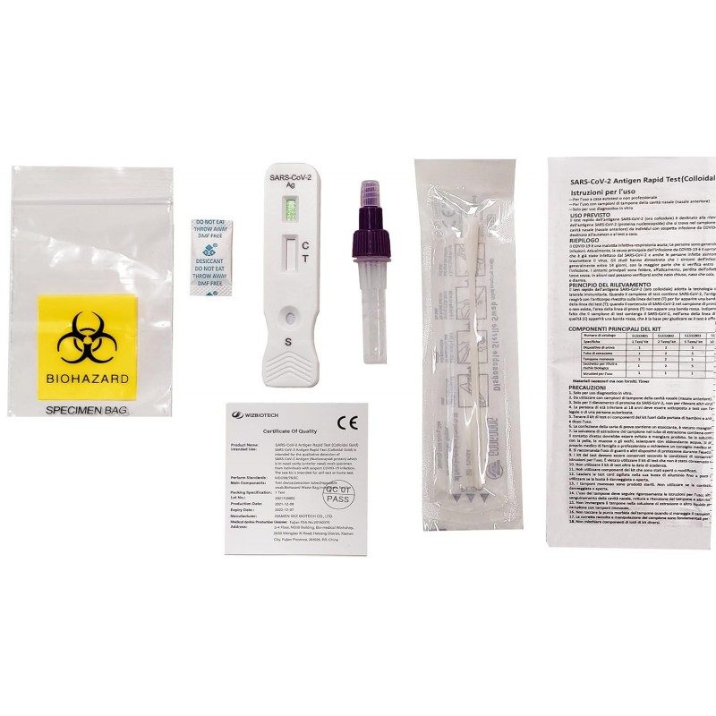 Wizbiotech 15x Kit rapido SARS-CoV 2 Test rapido Antigenico Nasale ...