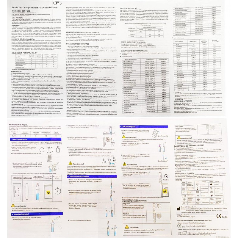 Wizbiotech 15x Kit rapido SARS-CoV 2 Test rapido Antigenico Nasale ...