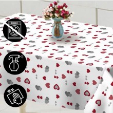 Tovaglia Plastificata Antimacchia PVC impermeabile a cuori con fermatovaglia