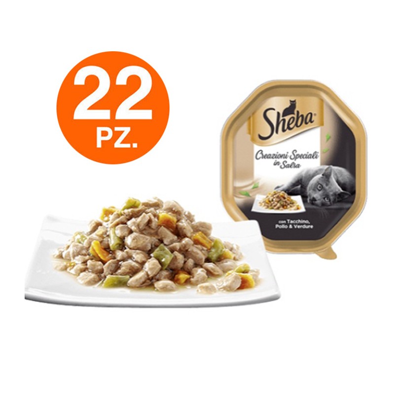 Sheba Creazioni Speciali in Salsa Tacchino Pollo e Verdure Cibo Umido Gatti 85G