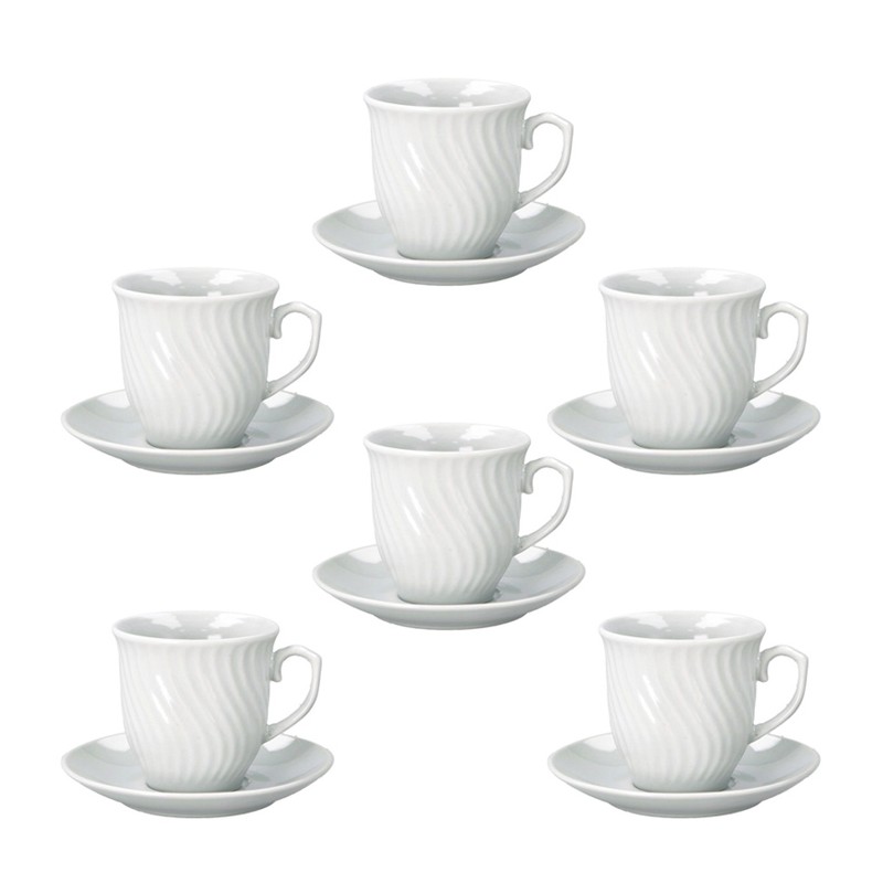 Tazza da tè The in porcellana bianca con piattino servizio da 6 tazzine caffè