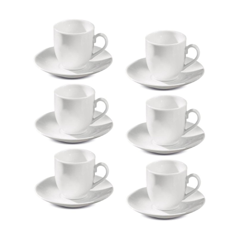 Set da 6 Tazzine da caffè tè in porcellana bianca tazze con piattino servizio