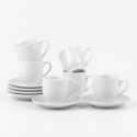 Set da 6 Tazzine da caffè tè in porcellana bianca tazze con piattino servizio