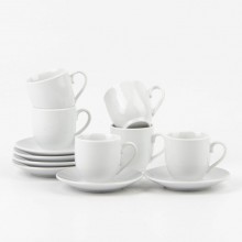 Set da 6 Tazzine da caffè tè in porcellana bianca tazze con piattino servizio