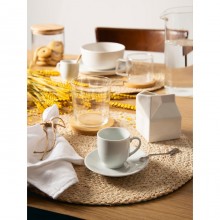 Set da 6 Tazzine da caffè tè in porcellana bianca tazze con piattino servizio