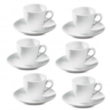 Set 6 Tazze Cappuccino In Porcellana Bianca Con Piattino - Eleganti, Resistenti, Per Bar, Hotel, Casa
