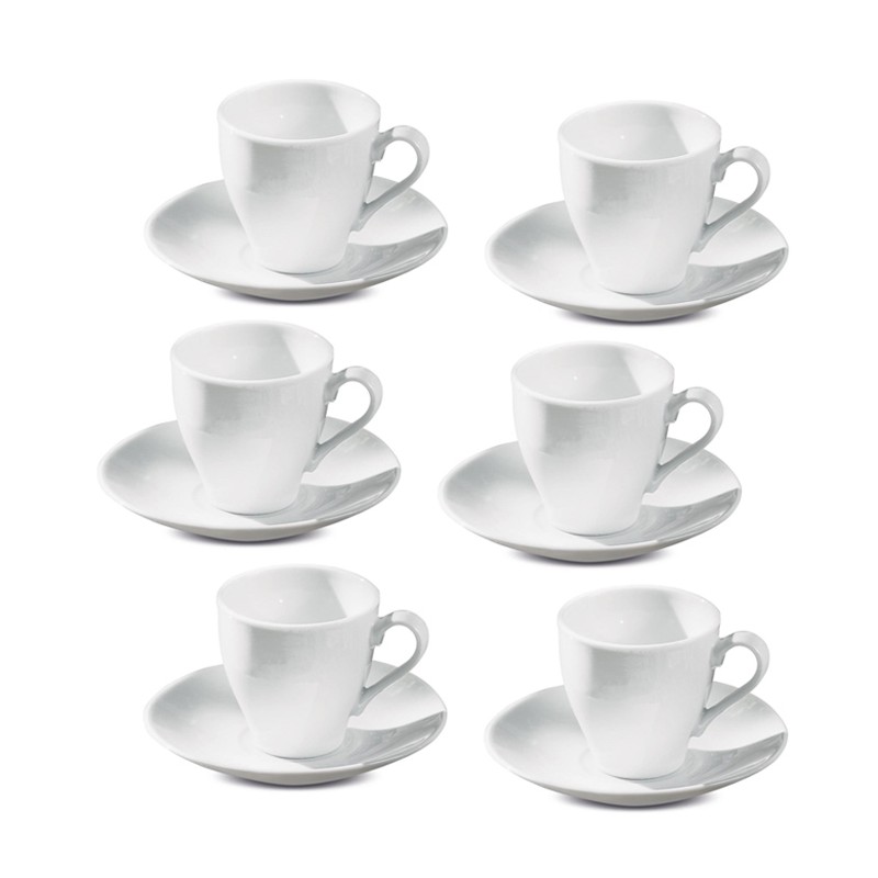 Set da 6 Tazzine da caffè servizio da tè in porcellana bianca tazze con piattino