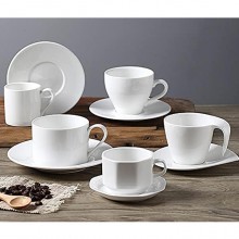 Set da 6 Tazzine da caffè servizio da tè in porcellana bianca tazze con piattino