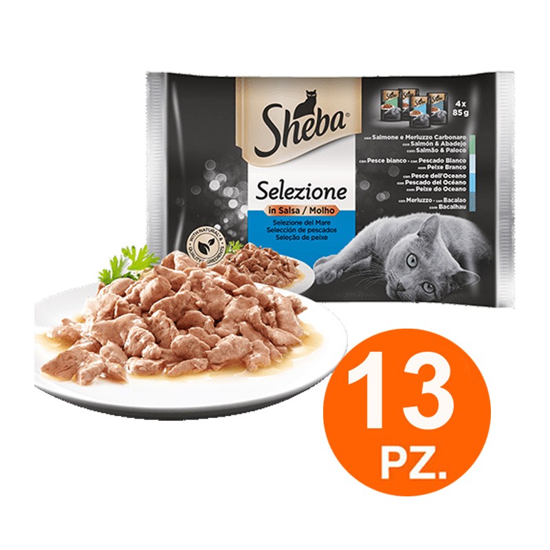 Sheba Selezione in Salsa con Pesce per Gatti da 52 x 85 gr cibo umido gatti