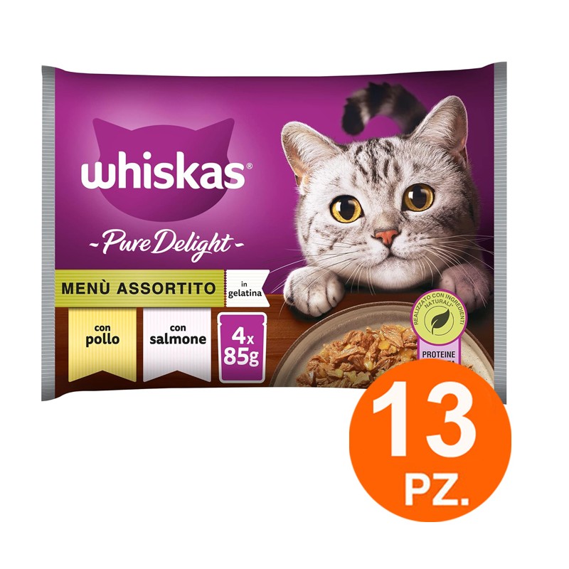 Whiskas Cibo per Gatti Straccetti Selezione Assortita - 52 bustine da 85g Umido