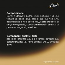 Cesar per Cani Senior 10+ con Pollo Saporito e Riso in Salsa 14 vaschette 150g