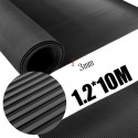 Tappeto in gomma antiscivolo copripavimento rigato nero 1,2x10 m NO PVC