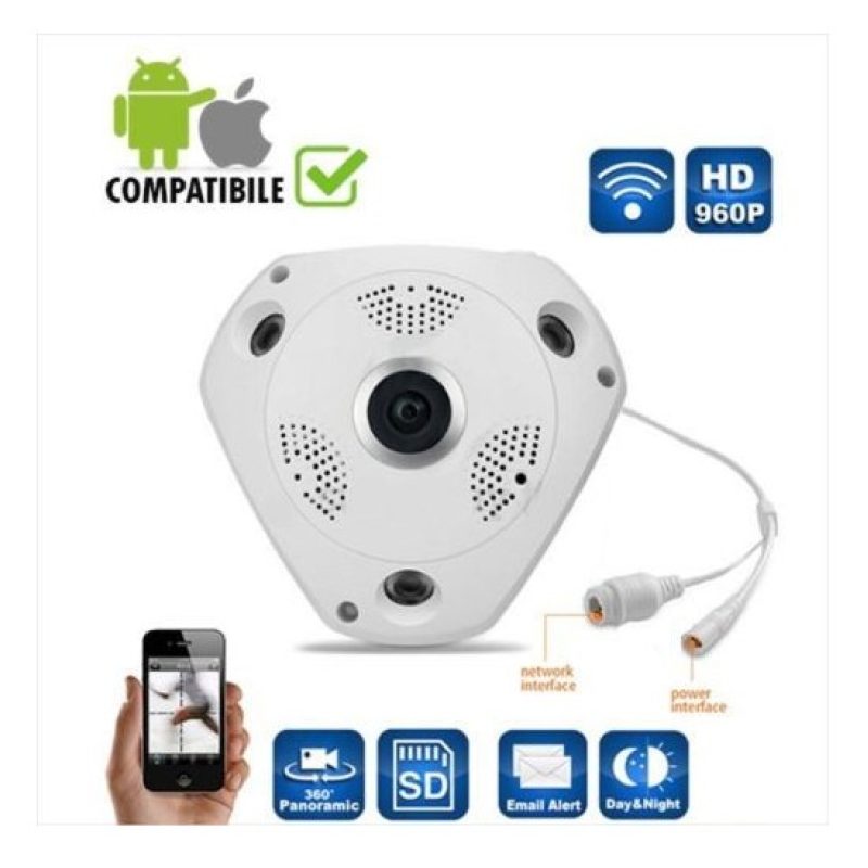 Telecamera WI-FI cam andorid apple 360° HD 960P sorveglianza sicurezza