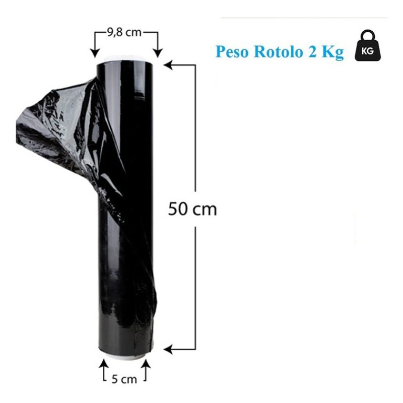 BVT Film estensibile manuale nero 6 rotoli pellicola pallet per imb...