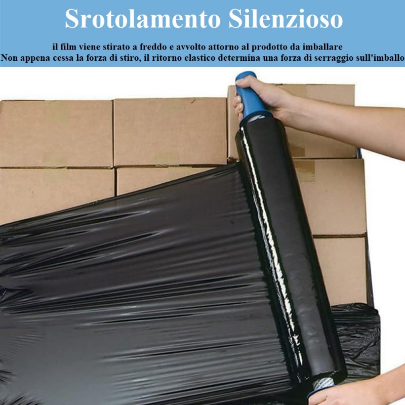 BVT Film estensibile manuale nero 6 rotoli pellicola pallet per imb...
