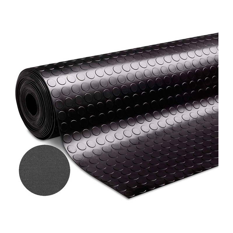 Tappeto gomma nero in PVC copertura pavimento largo 1x25 m bollo bullonato
