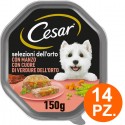 Cesar Selezioni dell'Orto Cibo per Cani con manzo e verdure 14 Vaschette da 150g