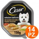 Cesar Selezioni dell'Orto Cibo per Cani con manzo e verdure 14 Vaschette da 150g