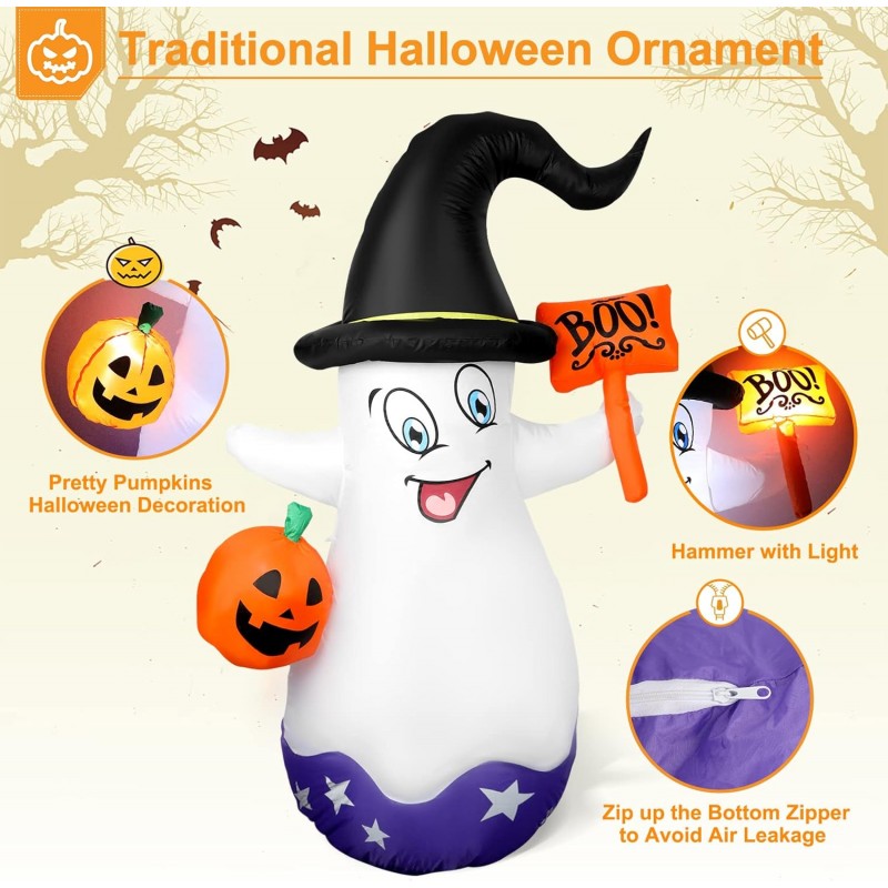Due Esse Decorazione gonfiabile fantasma di Halloween da giardino e...