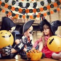 3 Festoni addobbi di Halloween ghirlanda 2,75 metri zucche di carta per feste