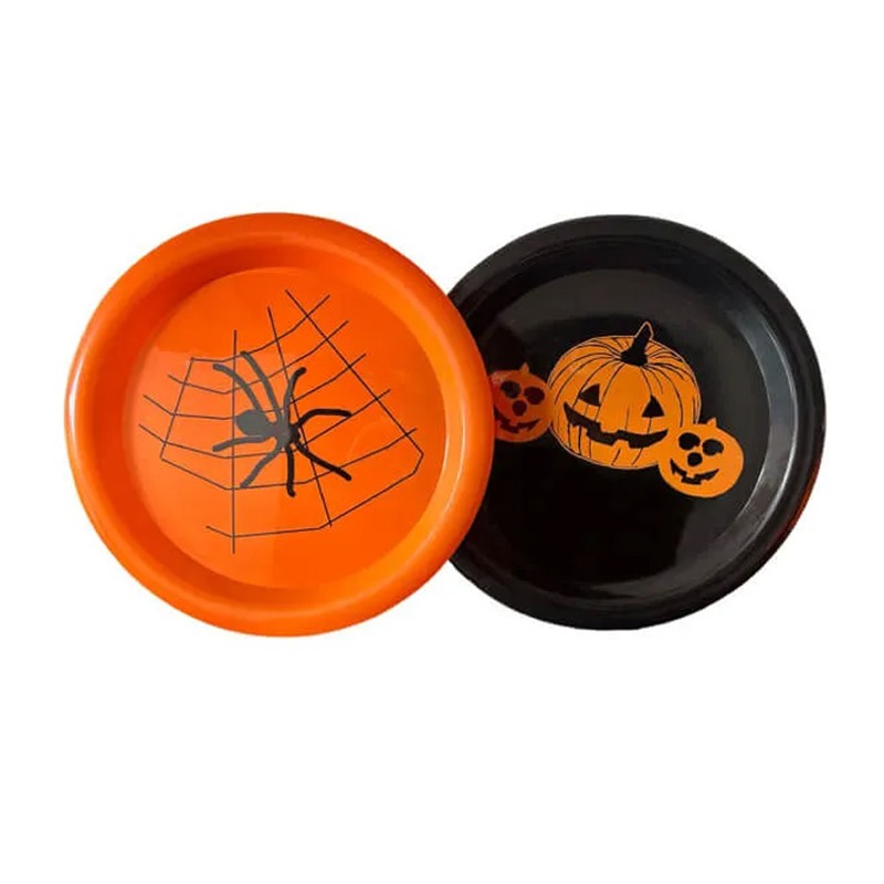 Piatti in plastica per feste party di Halloween 25cm, 12 pezzi in colori assortiti