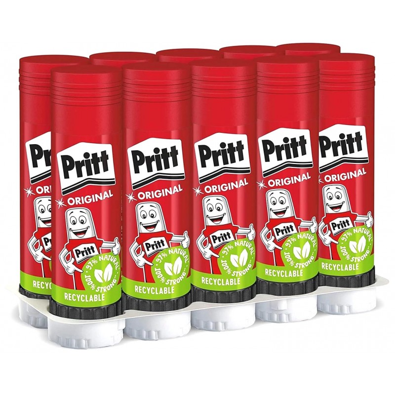 10x Pritt Original Stick Colla Trasparente Efficace per Collage e Lavoretti 43gr