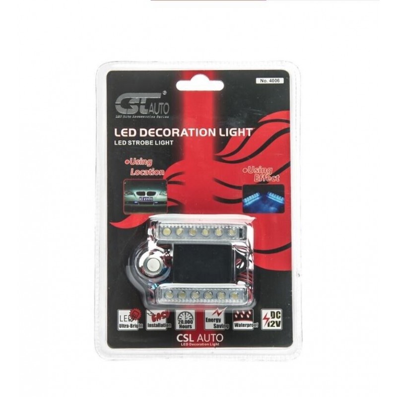 2 Lampeggianti 6 Led BLU Strobo Ambulanza Polizia Autoblu Vigili So...