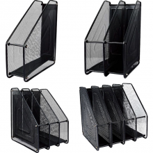 Portadocumenti Portariviste da Scrivania in Metallo con Scomparti Organizer Stabile e Ventilato Rack