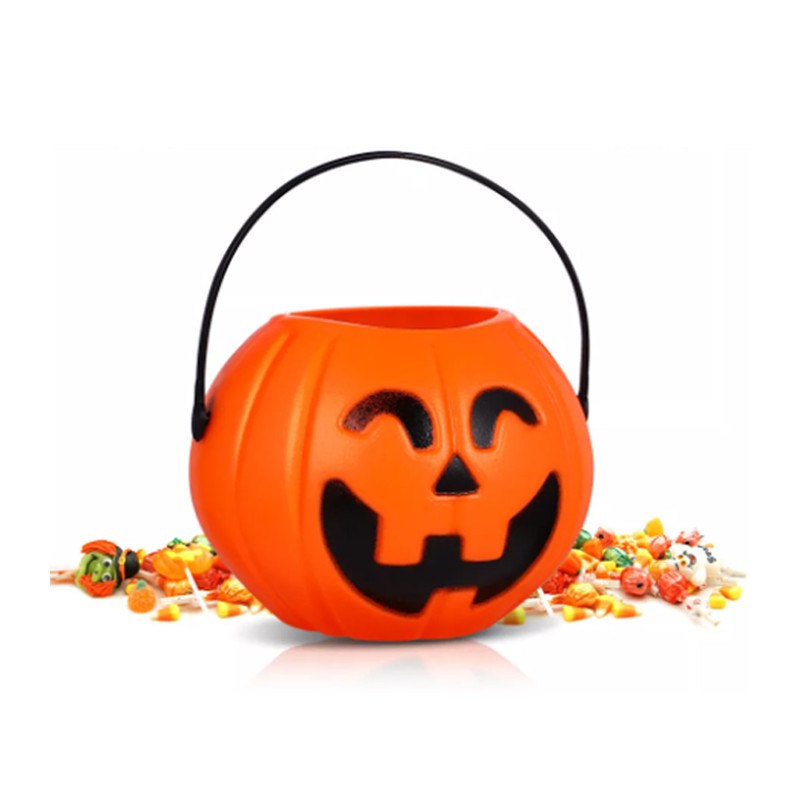 6 Pcs Secchiello Per Caramelle con luce led Portatile Zucche Decorazioni Bambini